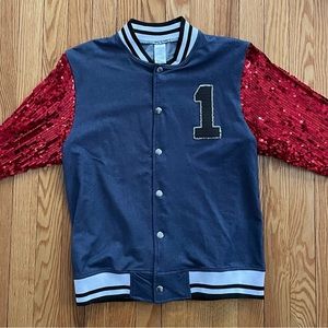 Sequined Sleeve baseball style jacket adult small or kids large - so patriotic!